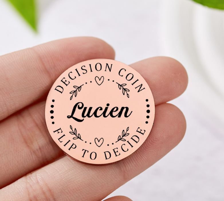 Personalized Couple Name with Heart Decision Coin Newlyweds Wreath Flip to Decide Coin Valentine's Day Gift for Boyfriend Girlfriend Husband Wife