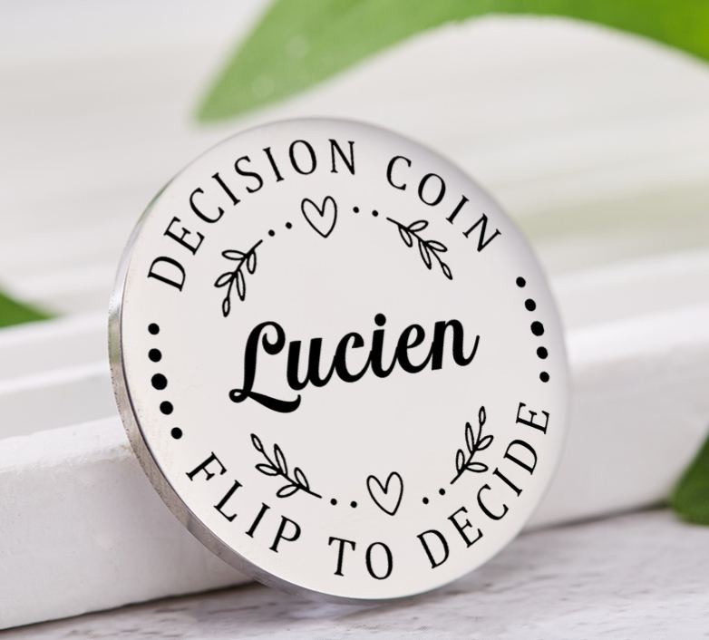 Personalized Couple Name with Heart Decision Coin Newlyweds Wreath Flip to Decide Coin Valentine's Day Gift for Boyfriend Girlfriend Husband Wife