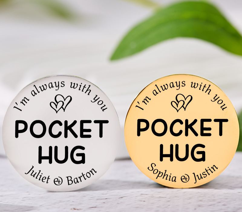 Personalized Couple Pocket Hug Decision Coin Newlyweds I’m Always with You with Heart Coin Valentine's Day Gift for Boyfriend Girlfriend Husband Wife
