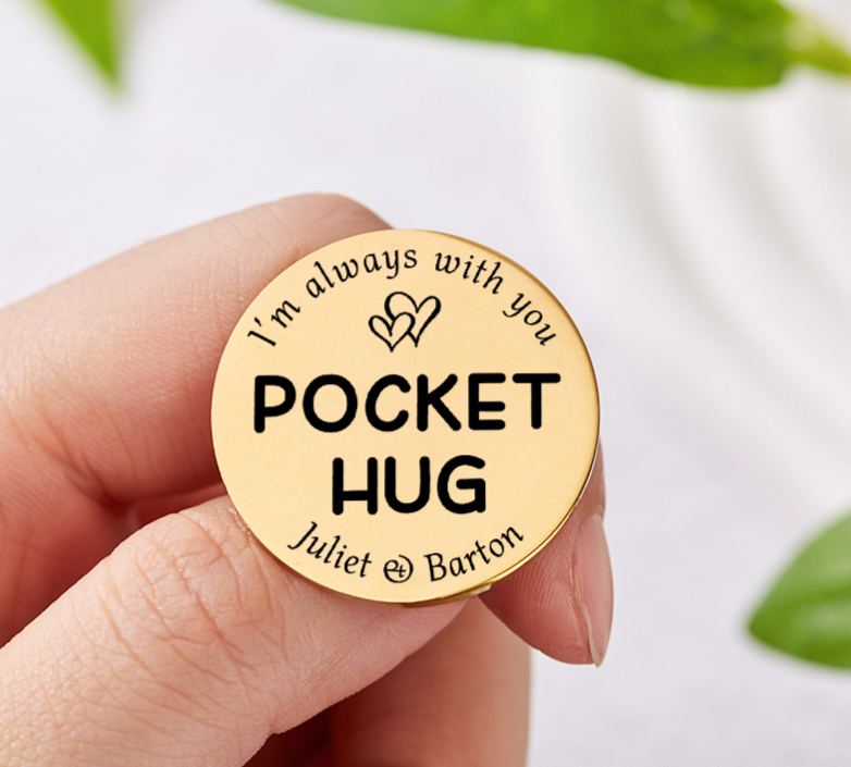 Personalized Couple Pocket Hug Decision Coin Newlyweds I’m Always with You with Heart Coin Valentine's Day Gift for Boyfriend Girlfriend Husband Wife
