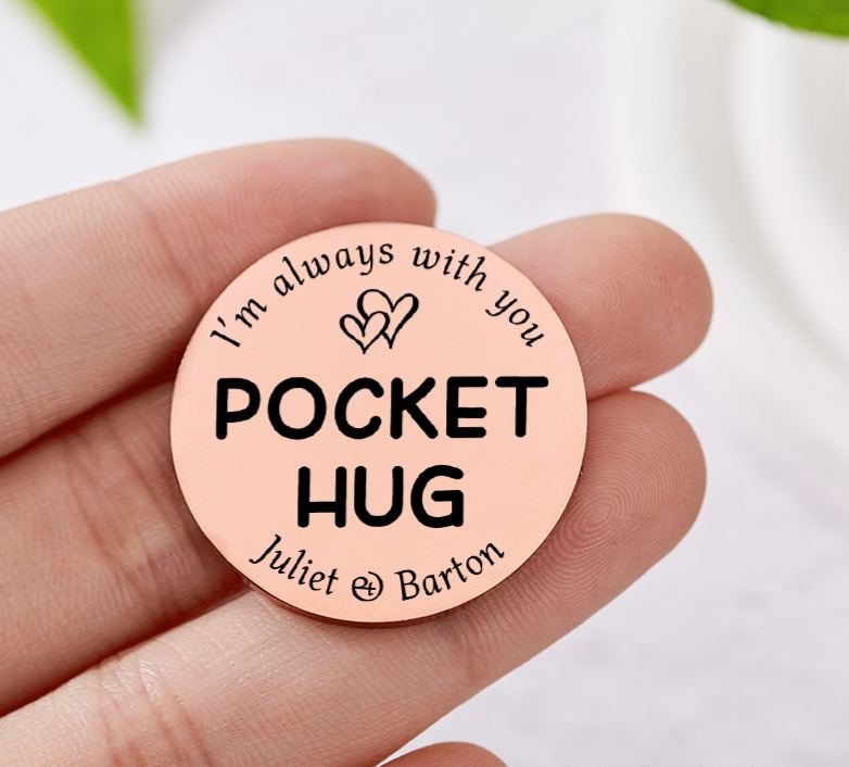 Personalized Couple Pocket Hug Decision Coin Newlyweds I’m Always with You with Heart Coin Valentine's Day Gift for Boyfriend Girlfriend Husband Wife
