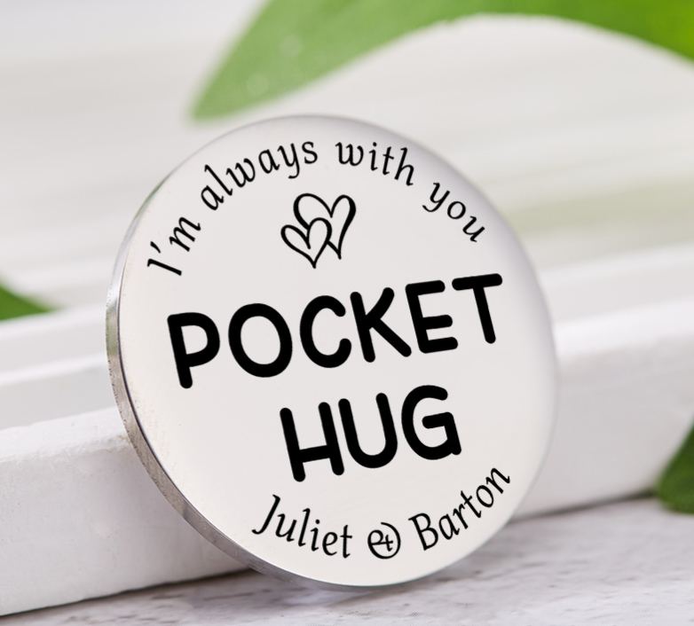 Personalized Couple Pocket Hug Decision Coin Newlyweds I’m Always with You with Heart Coin Valentine's Day Gift for Boyfriend Girlfriend Husband Wife