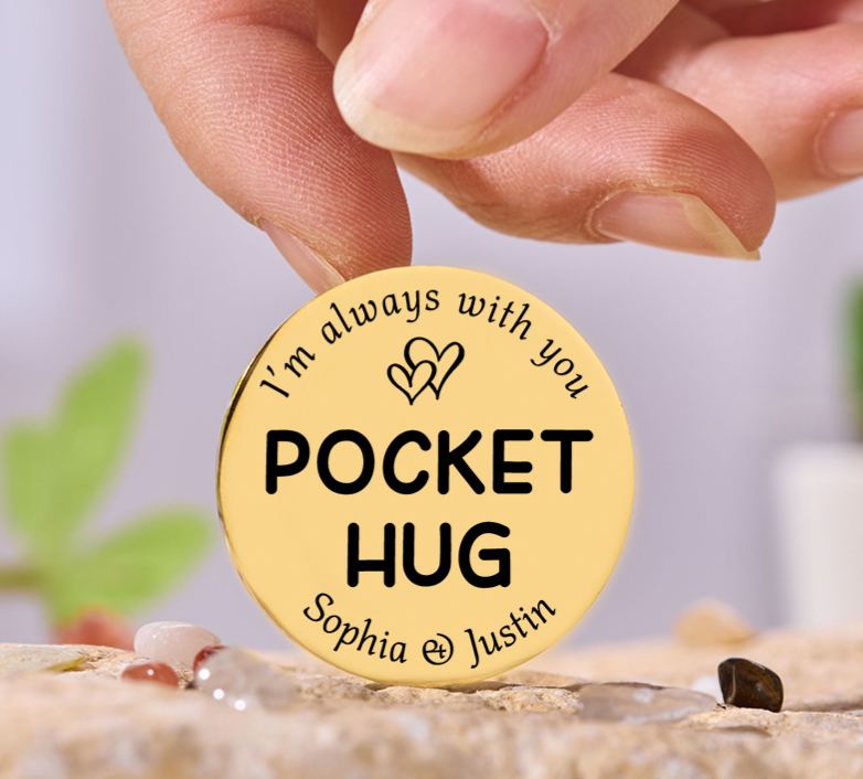 Personalized Couple Pocket Hug Decision Coin Newlyweds I’m Always with You with Heart Coin Valentine's Day Gift for Boyfriend Girlfriend Husband Wife