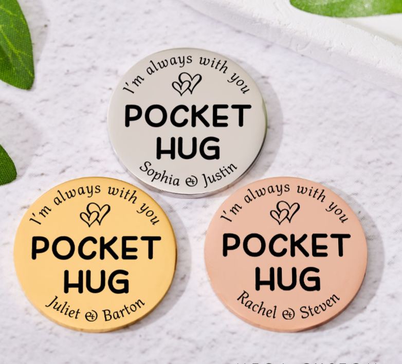 Personalized Couple Pocket Hug Decision Coin Newlyweds I’m Always with You with Heart Coin Valentine's Day Gift for Boyfriend Girlfriend Husband Wife