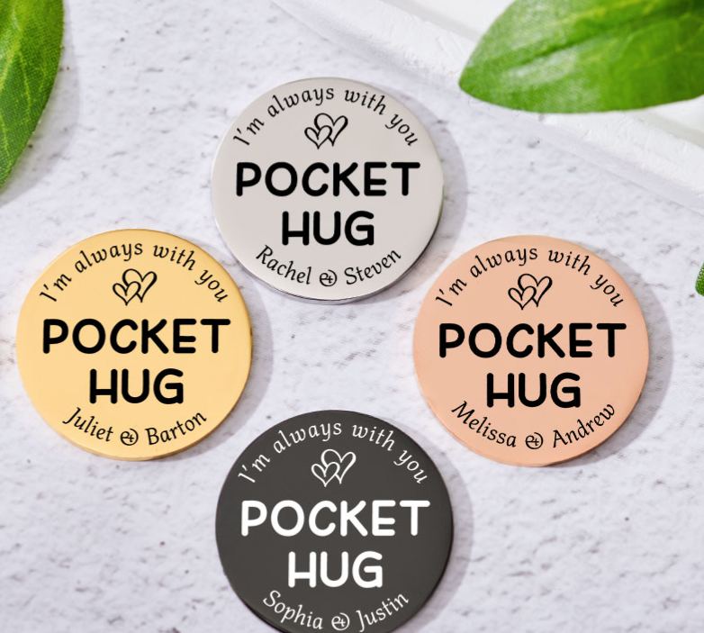 Personalized Couple Pocket Hug Decision Coin Newlyweds I’m Always with You with Heart Coin Valentine's Day Gift for Boyfriend Girlfriend Husband Wife