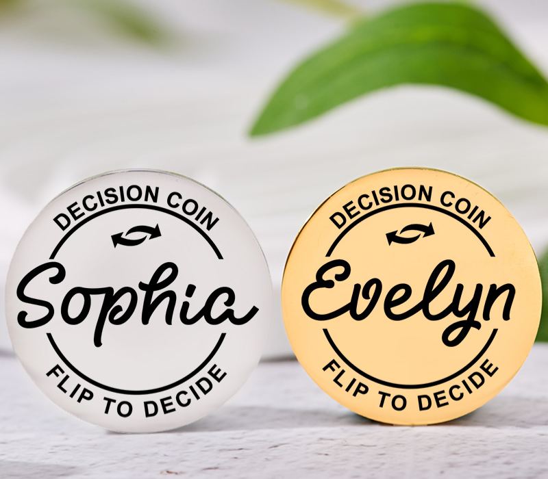 Personalized Funny Couple Name Decision Coin Newlyweds Flip to Decide Coin with Arrow Valentine's Day Gift for Boyfriend Girlfriend Husband Wife
