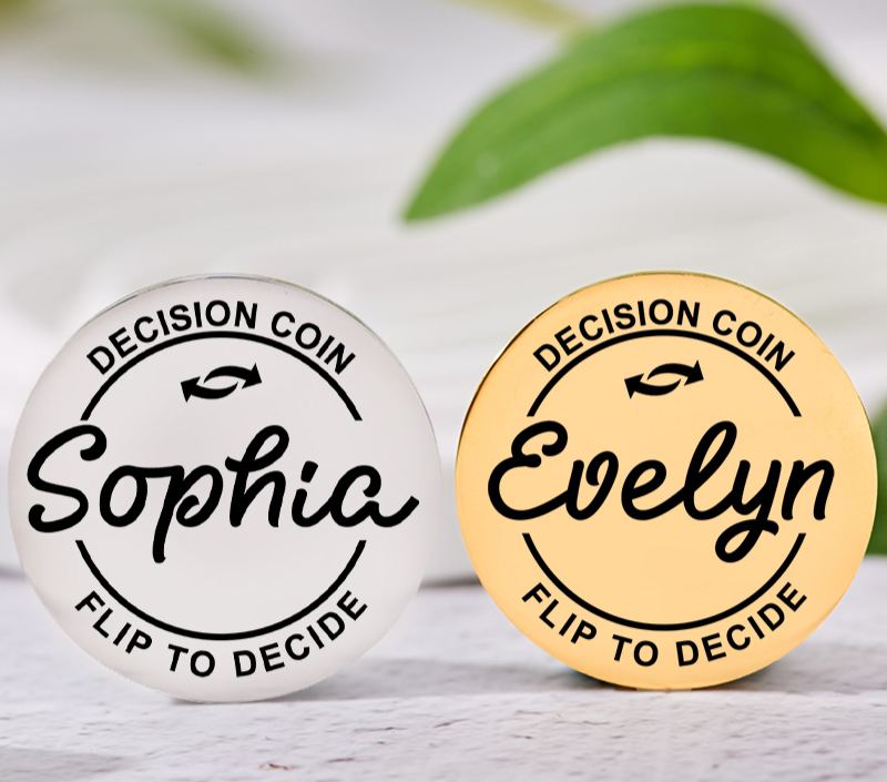 Personalized Funny Couple Name Decision Coin Newlyweds Flip to Decide Coin with Arrow Valentine's Day Gift for Boyfriend Girlfriend Husband Wife