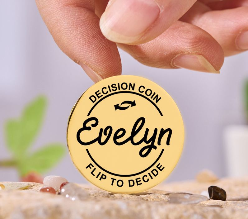 Personalized Funny Couple Name Decision Coin Newlyweds Flip to Decide Coin with Arrow Valentine's Day Gift for Boyfriend Girlfriend Husband Wife