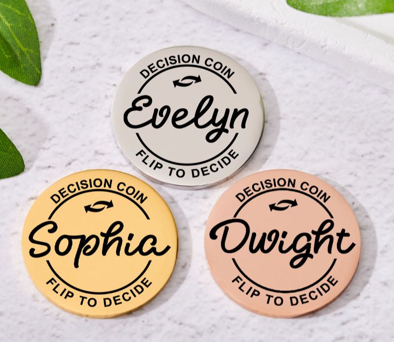 Personalized Funny Couple Name Decision Coin Newlyweds Flip to Decide Coin with Arrow Valentine's Day Gift for Boyfriend Girlfriend Husband Wife