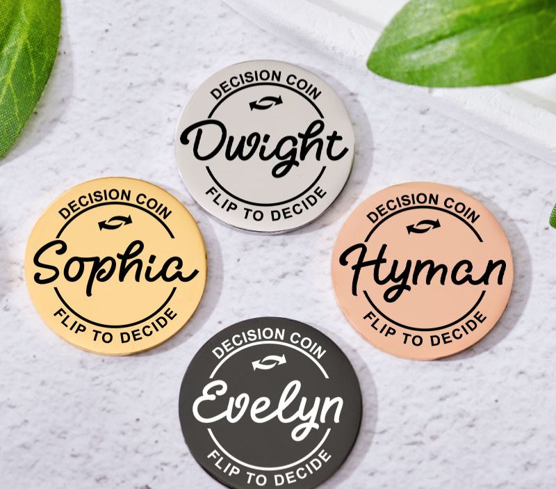 Personalized Funny Couple Name Decision Coin Newlyweds Flip to Decide Coin with Arrow Valentine's Day Gift for Boyfriend Girlfriend Husband Wife