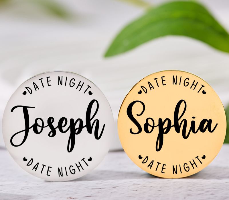 Personalized Couple Name Decision Coin Newlyweds Date Night Flip to Decide Coin with Heart Valentine's Day Gift for Boyfriend Girlfriend Husband Wife
