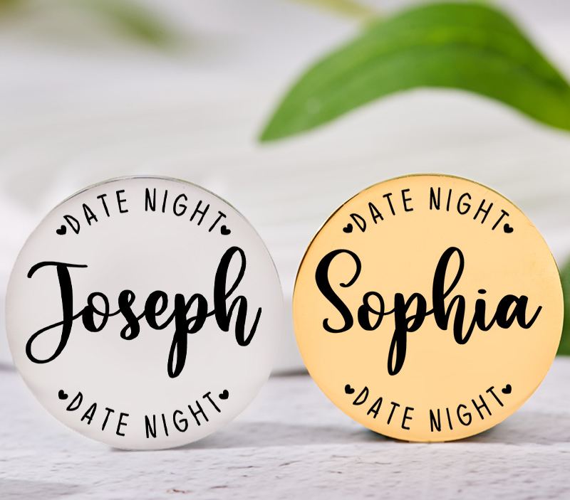 Personalized Couple Name Decision Coin Newlyweds Date Night Flip to Decide Coin with Heart Valentine's Day Gift for Boyfriend Girlfriend Husband Wife