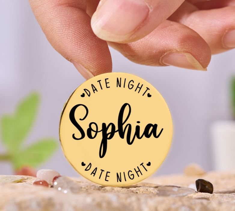 Personalized Couple Name Decision Coin Newlyweds Date Night Flip to Decide Coin with Heart Valentine's Day Gift for Boyfriend Girlfriend Husband Wife