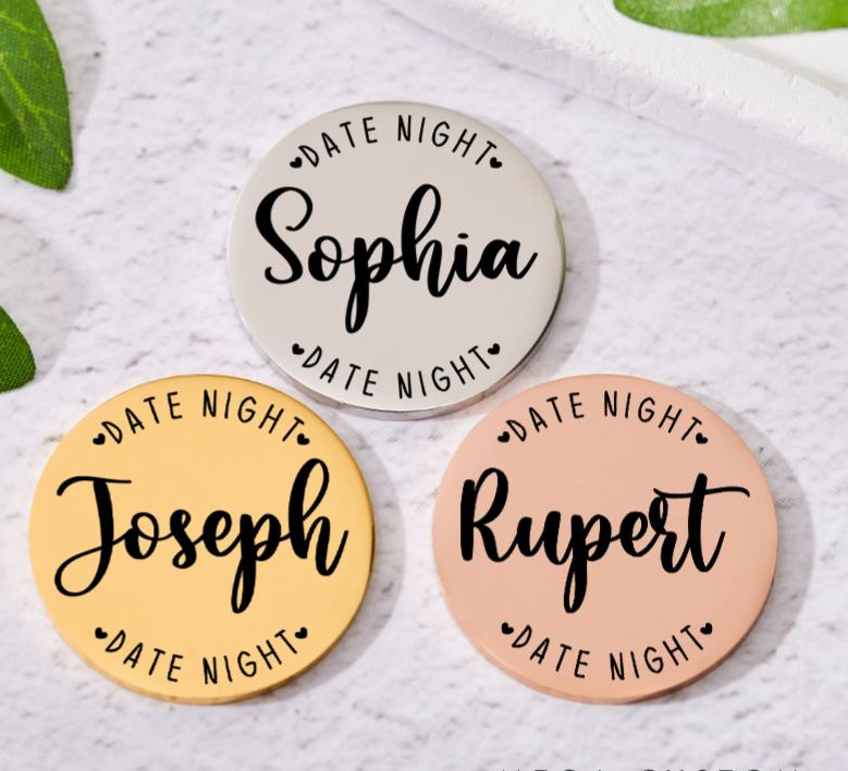 Personalized Couple Name Decision Coin Newlyweds Date Night Flip to Decide Coin with Heart Valentine's Day Gift for Boyfriend Girlfriend Husband Wife