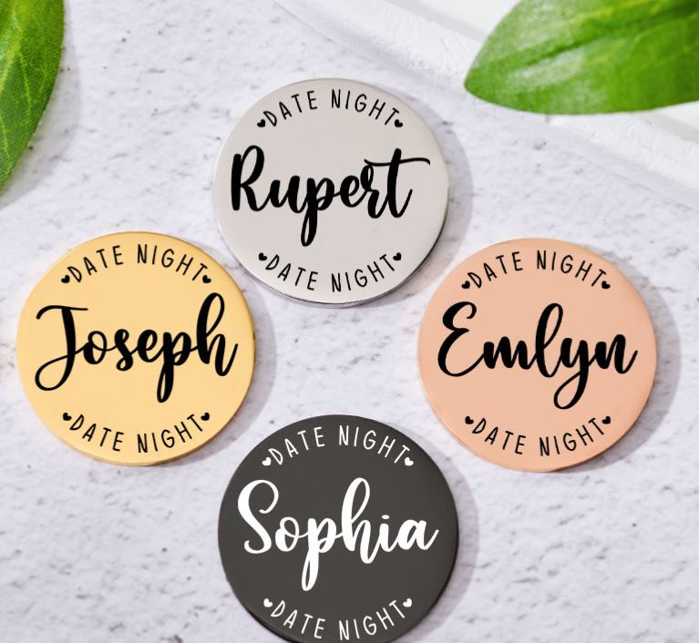 Personalized Couple Name Decision Coin Newlyweds Date Night Flip to Decide Coin with Heart Valentine's Day Gift for Boyfriend Girlfriend Husband Wife