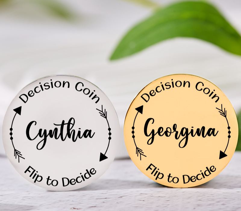 Personalized Couple Name with Arrow Decision Coin Custom Newlyweds Flip to Decide Coin Valentine's Day Gift for Boyfriend Girlfriend Husband Wife