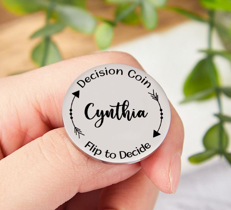 Personalized Couple Name with Arrow Decision Coin Custom Newlyweds Flip to Decide Coin Valentine's Day Gift for Boyfriend Girlfriend Husband Wife