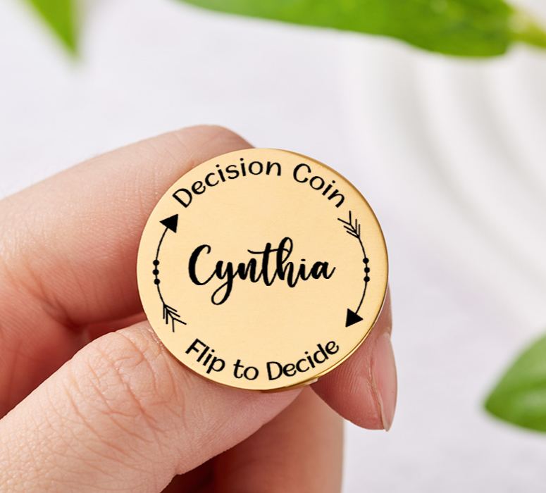 Personalized Couple Name with Arrow Decision Coin Custom Newlyweds Flip to Decide Coin Valentine's Day Gift for Boyfriend Girlfriend Husband Wife