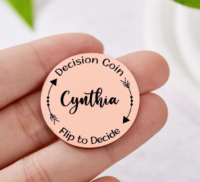 Personalized Couple Name with Arrow Decision Coin Custom Newlyweds Flip to Decide Coin Valentine's Day Gift for Boyfriend Girlfriend Husband Wife