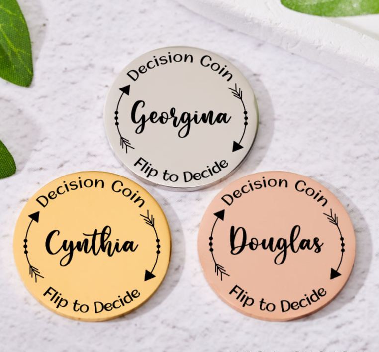 Personalized Couple Name with Arrow Decision Coin Custom Newlyweds Flip to Decide Coin Valentine's Day Gift for Boyfriend Girlfriend Husband Wife