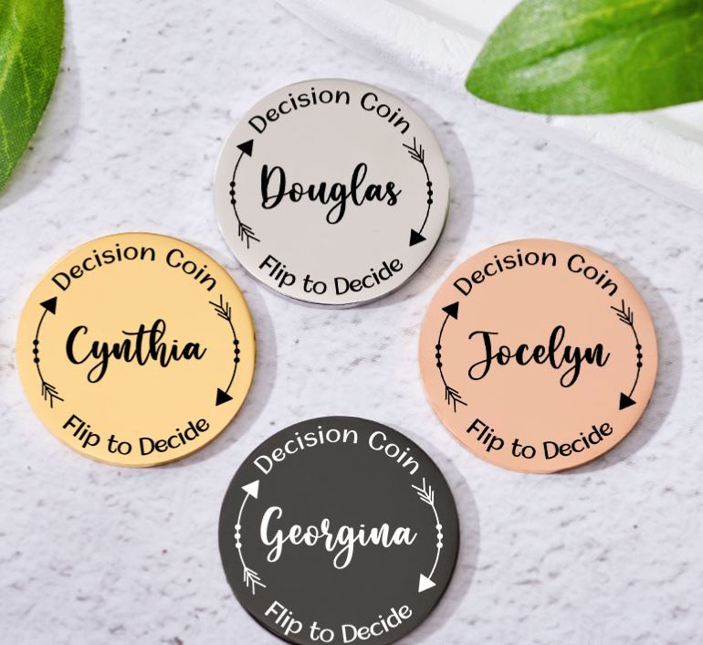 Personalized Couple Name with Arrow Decision Coin Custom Newlyweds Flip to Decide Coin Valentine's Day Gift for Boyfriend Girlfriend Husband Wife