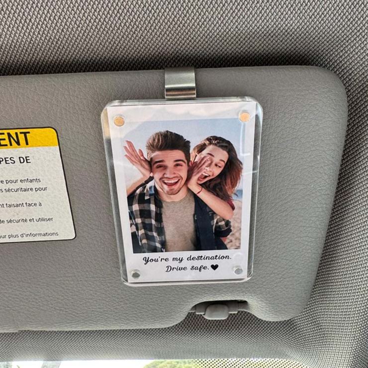 Personalized Photo Car Visor Clip Custom Gift for Him Anniversary Romantic Drive Safe Gift Unique Couples Keepsake Car Photo Frame