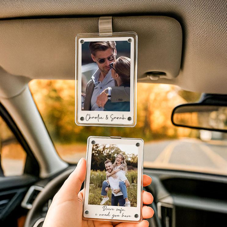 Personalized Photo Car Visor Clip Custom Gift for Him Anniversary Romantic Drive Safe Gift Unique Couples Keepsake Car Photo Frame
