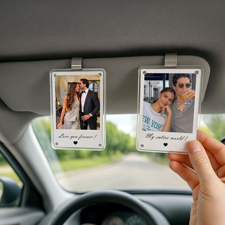 Personalized Photo Car Visor Clip Custom Gift for Him Anniversary Romantic Drive Safe Gift Unique Couples Keepsake Car Photo Frame