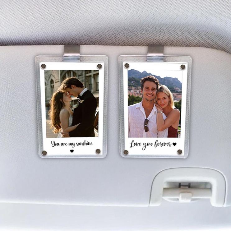 Personalized Photo Car Visor Clip Custom Gift for Him Anniversary Romantic Drive Safe Gift Unique Couples Keepsake Car Photo Frame