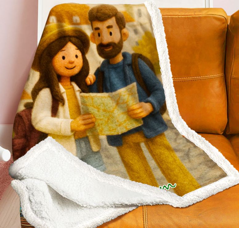 Personalized 3d Effect Wool Felt Style Blanket With Photo and Name Custom Cartoon Blanket for Couple Valentine's Gift for Couples