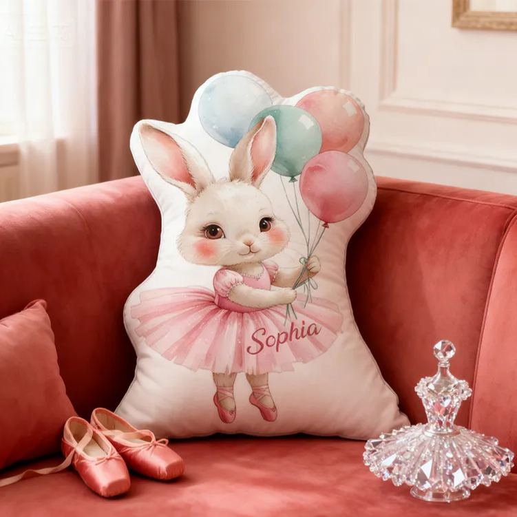 Personalized Cartoon Ballet Rabbit Shaped Pillow for Dance Lovers Pillow Christmas Gift for Kids