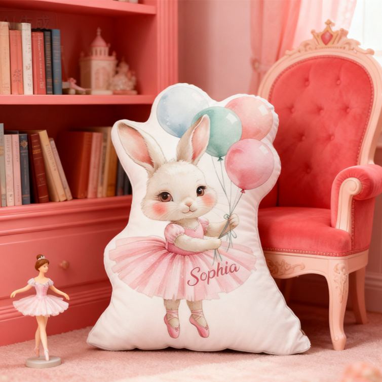 Personalized Cartoon Ballet Rabbit Shaped Pillow for Dance Lovers Pillow Christmas Gift for Kids