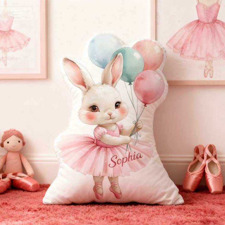 Personalized Cartoon Ballet Rabbit Shaped Pillow for Dance Lovers Pillow Christmas Gift for Kids