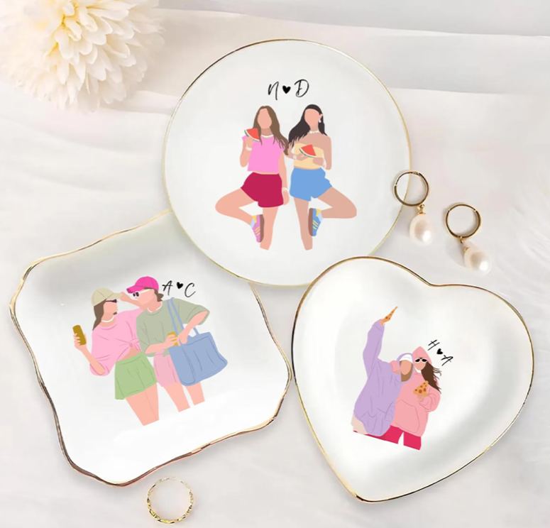 Personalized Bestie Faceless Portrait Trinket Dish Custom Photo Galentine Gift for Bastie Valentine Gift for Friendship