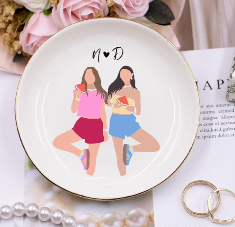 Personalized Bestie Faceless Portrait Trinket Dish Custom Photo Galentine Gift for Bastie Valentine Gift for Friendship