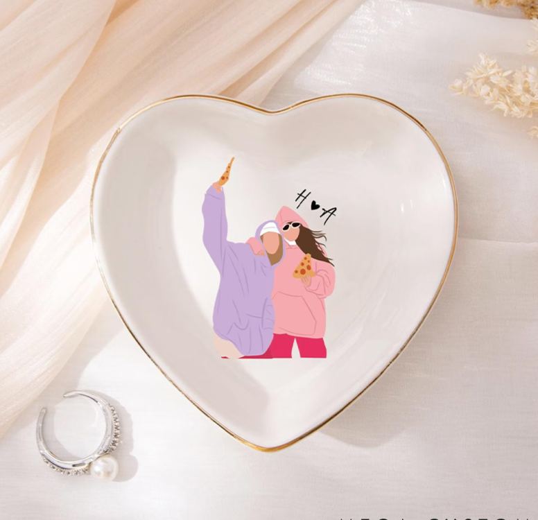 Personalized Bestie Faceless Portrait Trinket Dish Custom Photo Galentine Gift for Bastie Valentine Gift for Friendship