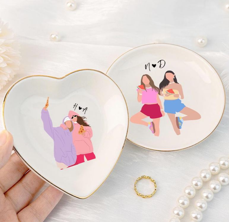 Personalized Bestie Faceless Portrait Trinket Dish Custom Photo Galentine Gift for Bastie Valentine Gift for Friendship