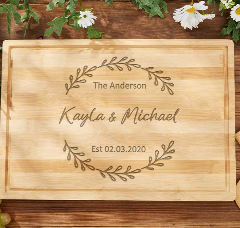 Personalized Couple Anniversary Bamboo Cutting Board Husband Wife Wooden Anniversary Cutting Board Man Woman Wedding Anniversary Gift