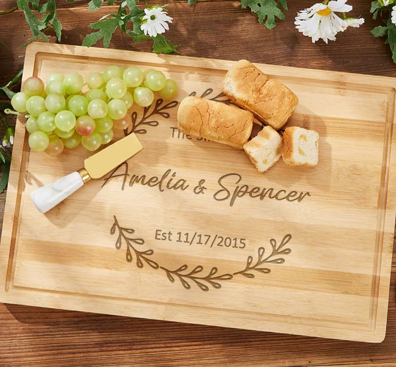 Personalized Couple Anniversary Bamboo Cutting Board Husband Wife Wooden Anniversary Cutting Board Man Woman Wedding Anniversary Gift