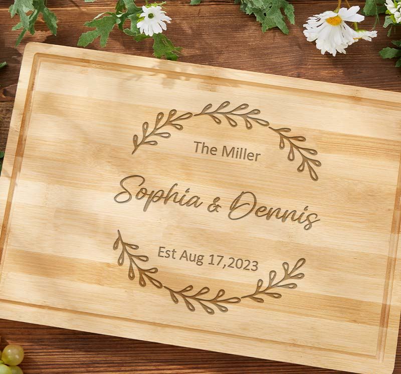 Personalized Couple Anniversary Bamboo Cutting Board Husband Wife Wooden Anniversary Cutting Board Man Woman Wedding Anniversary Gift