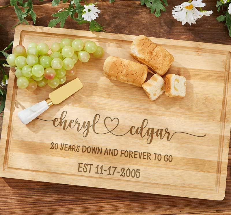 Personalized Couple Wooden Anniversary Bamboo Cutting Board Husband Wife Romantic "Together Forever" Cutting Board 5 Years Anniversary Cutting Board