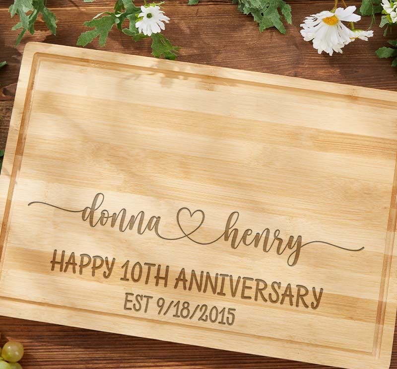 Personalized Couple Wooden Anniversary Bamboo Cutting Board Husband Wife Romantic "Together Forever" Cutting Board 5 Years Anniversary Cutting Board