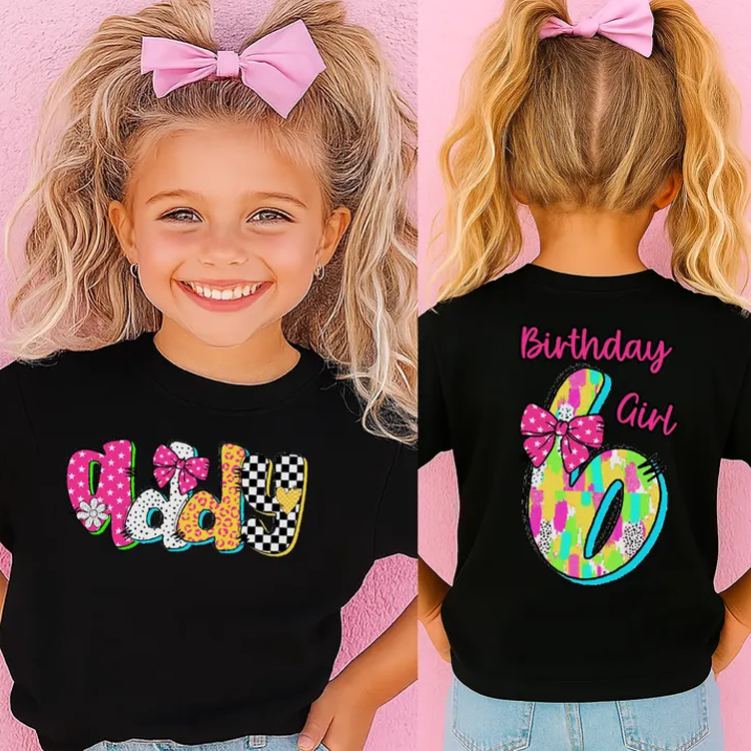 Personalized Birthday Shirt Girl Kids T-Shirt with Name for a Groovy Celebration
