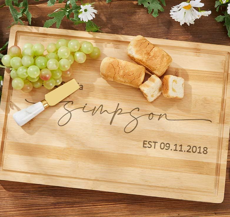 Personalized Wedding Anniversary Cutting Board Minimalist Handwritten Couple Design Cutting Board Husband Wife Bamboo Cutting Board