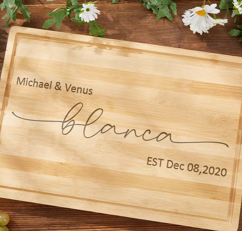 Personalized Wedding Anniversary Cutting Board Minimalist Handwritten Couple Design Cutting Board Husband Wife Bamboo Cutting Board
