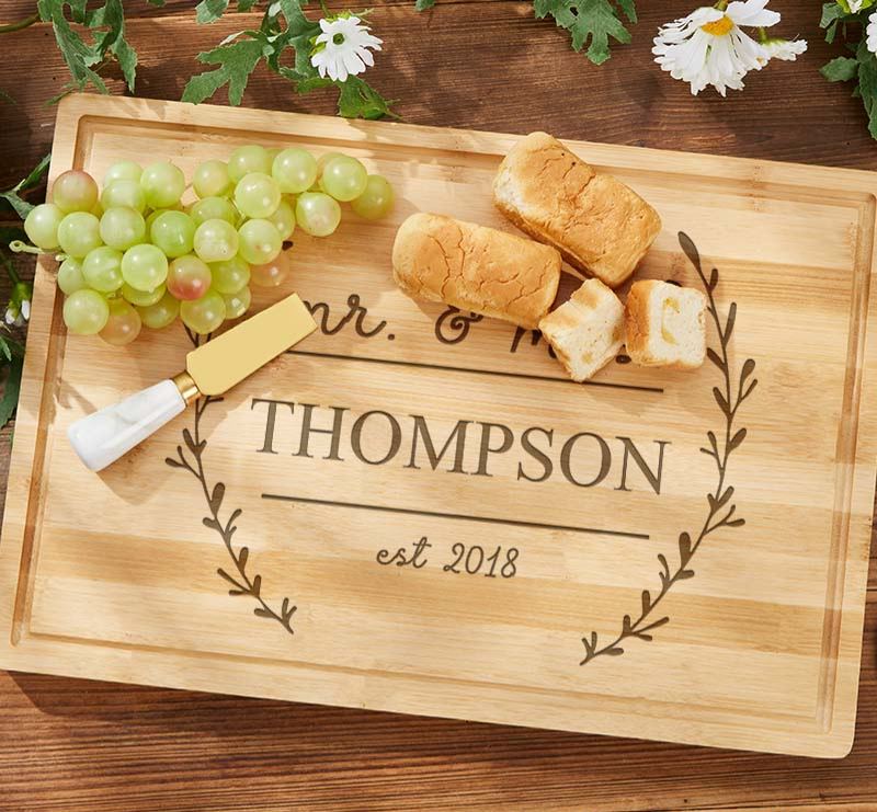 Personalized Mr. and Mrs. Anniversary Bamboo Cutting Board Rustic Couple Wedding Anniversary Cutting Board Husband Wife Anniversary Gift