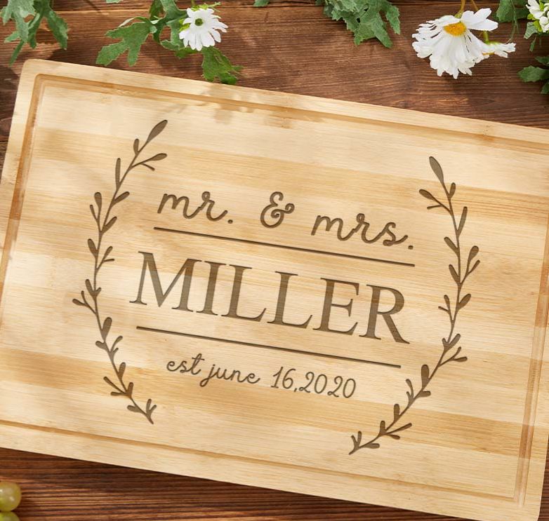 Personalized Mr. and Mrs. Anniversary Bamboo Cutting Board Rustic Couple Wedding Anniversary Cutting Board Husband Wife Anniversary Gift