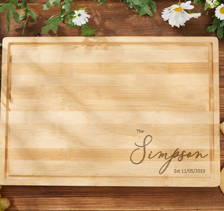 Personalized Couple Cutting Board Husband Wife Wedding Anniversary Cutting Board Minimalist Couple Name Design Bamboo Cutting Board