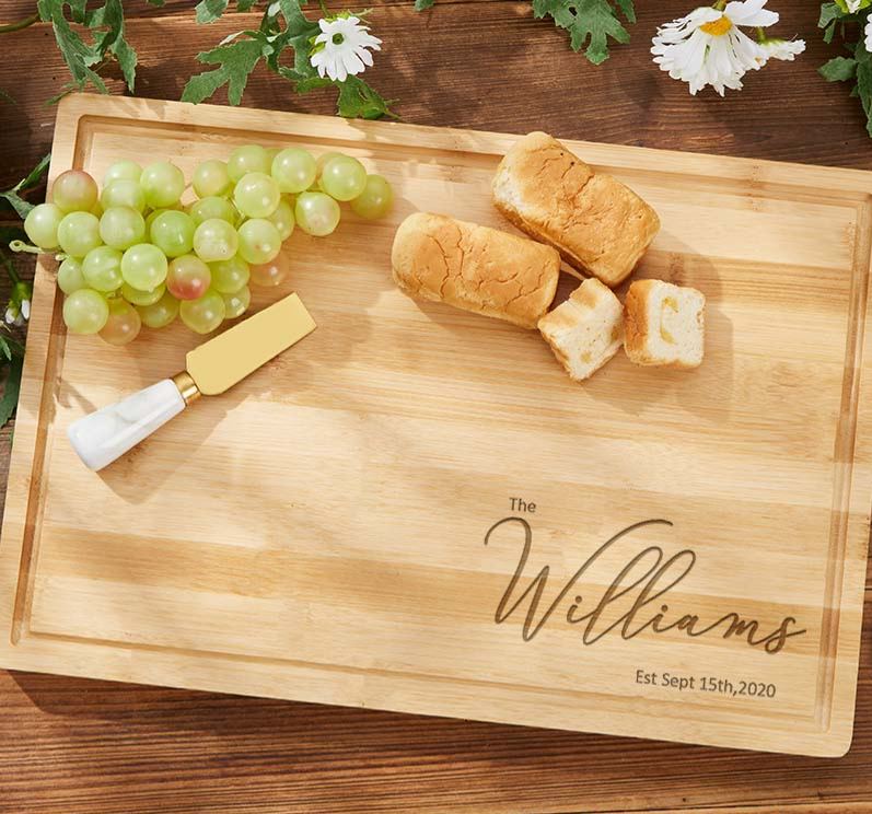 Personalized Couple Cutting Board Husband Wife Wedding Anniversary Cutting Board Minimalist Couple Name Design Bamboo Cutting Board