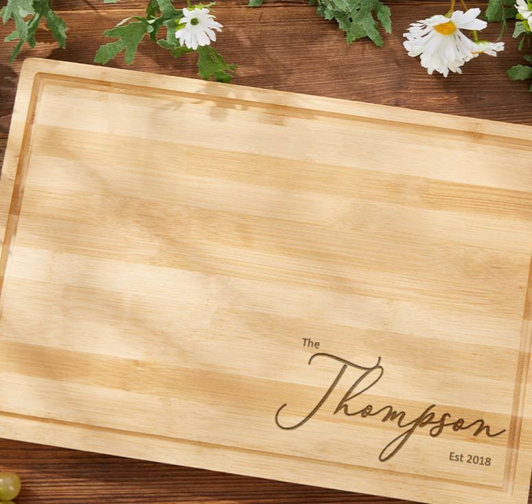 Personalized Couple Cutting Board Husband Wife Wedding Anniversary Cutting Board Minimalist Couple Name Design Bamboo Cutting Board